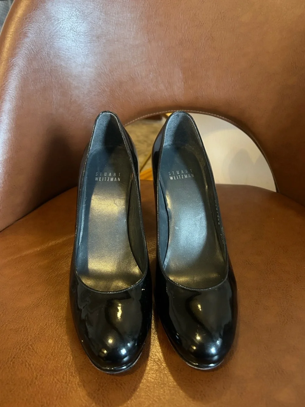 Stuart Weitzman Black Patent Leather Stiletto Pumps - Picture 2 of 3